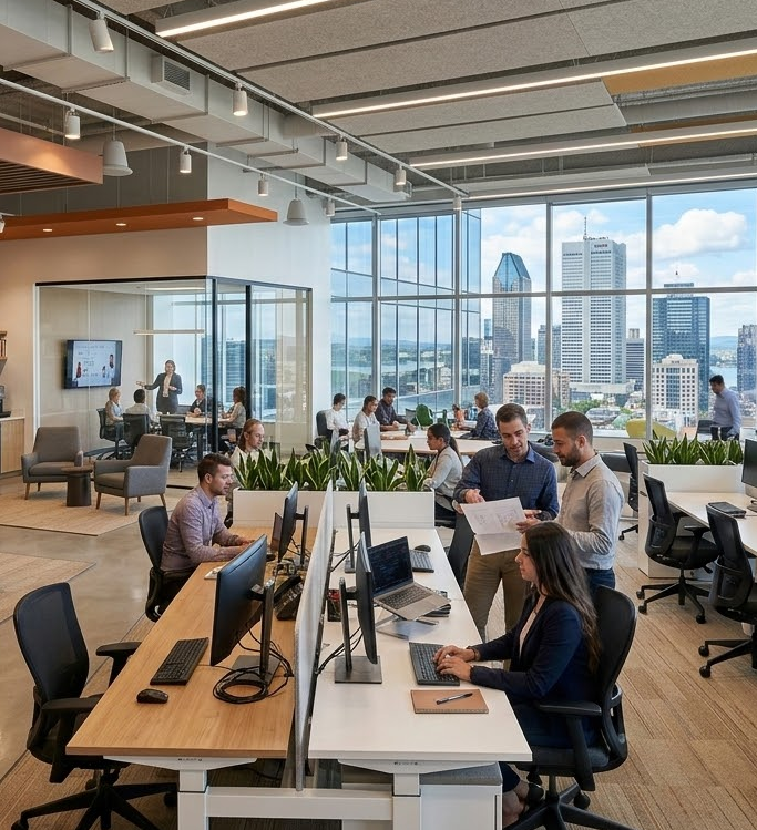 [Image d'un bureau commercial moderne]