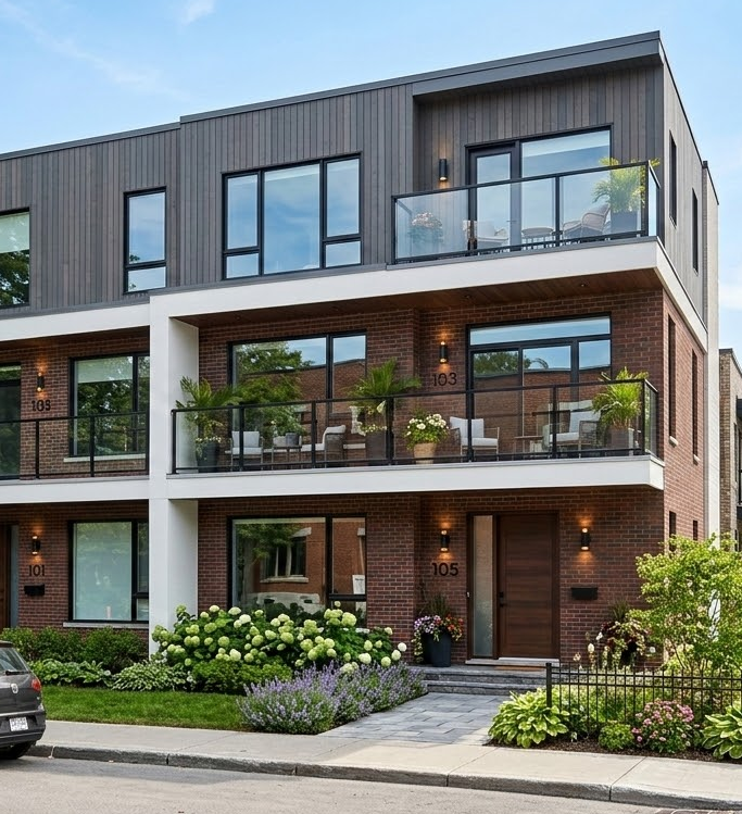 [Image de la façade d'un triplex rénové]